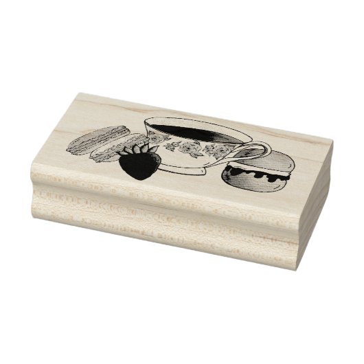 Middag Tea Party Macarons Teacup Cream Scone Rubberstempel (Stempel)