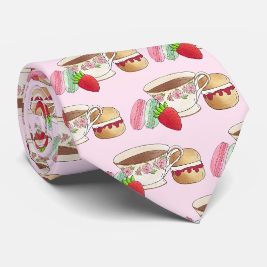 Middag Tea Party Macarons Teacup Cream Scone Stropdas (Opgerold)