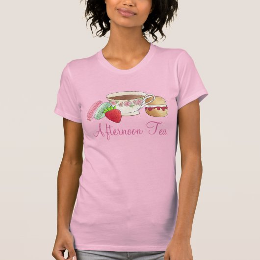 Middag Tea Party Macarons Teacup Cream Scone T-shirt (Voorkant)