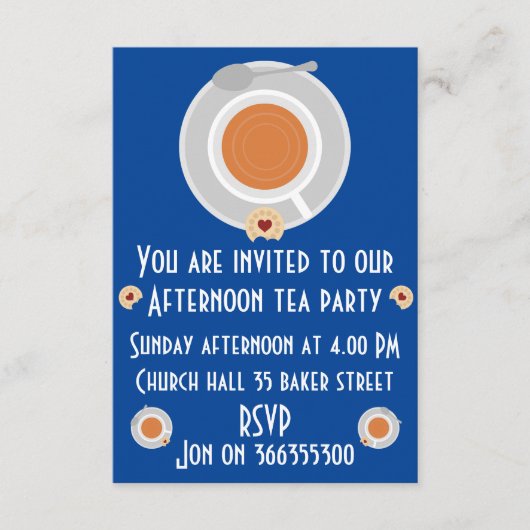 Middag thee uitnodiging informatiekaartje (Voorkant)