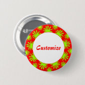 Middag van de Triffids Sjabloon - Rood Ronde Button 5,7 Cm (Voorkant /achterkant)