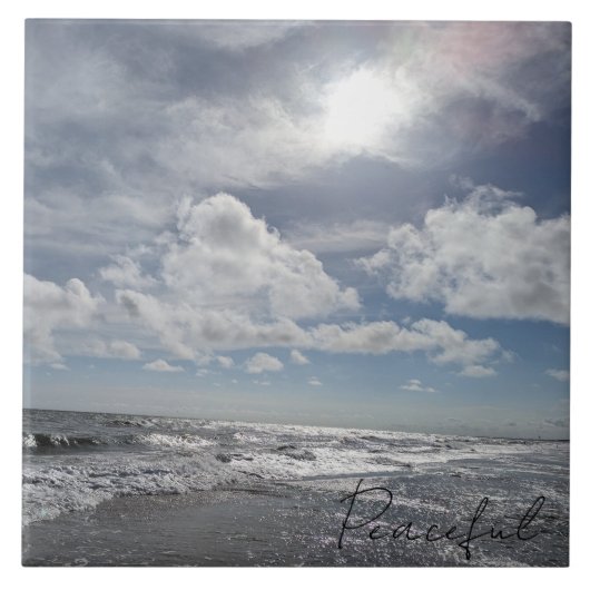 Middag zon op het strand tegeltje (Voorkant)