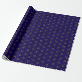 Middagblauw en gouden sterrenwikkelpapier cadeaupapier