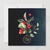 Middagblauw Goud Rood Bloemenschool Afstudeerfeest Kaart (Achterkant)