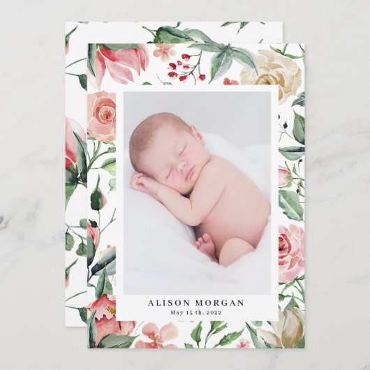 middagbloem bloedige geboorte aankondiging (Voorkant / Achterkant)