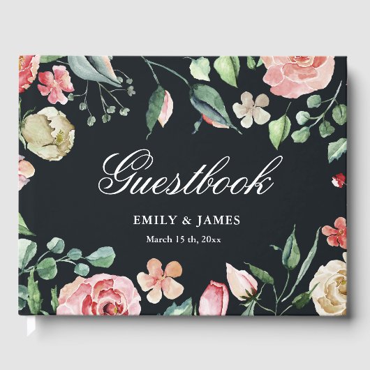 middagbloem elegant floral bruiloft guestbook gastenboek (Voorkant)