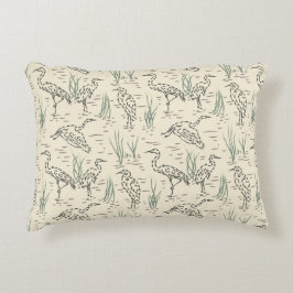 Middaggroeten - Langs de rivier - vogelpatroon. Accent Kussen