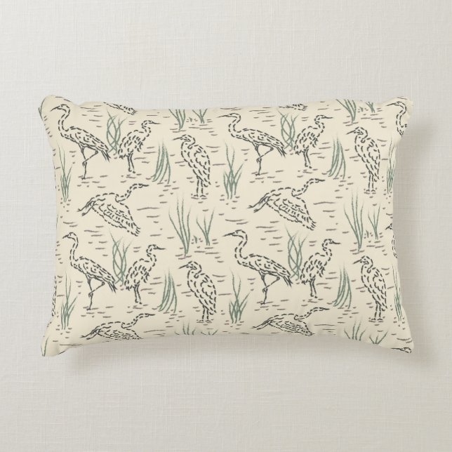 Middaggroeten - Langs de rivier - vogelpatroon. Accent Kussen (Voorkant)