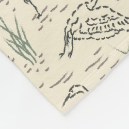 Middaggroeten - Langs de rivier - vogelpatroon. Fleece Deken