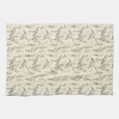 Middaggroeten - Langs de rivier - vogelpatroon. Theedoek (Horizontaal)