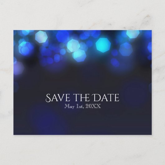Middaghemelblauwe lichten Trouwen Save the Date Aankondigingskaart (Voorkant)