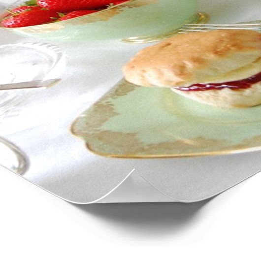 Middagmiddag Poster van thee en roze rozen (Hoek)