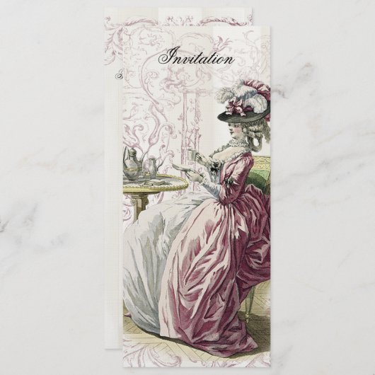 Middagmiddag Tea op Linen Kaart (Voorkant / Achterkant)