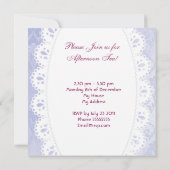 Middagmiddag Tea Partij Paarse Floral Teapot Kaart (Achterkant)