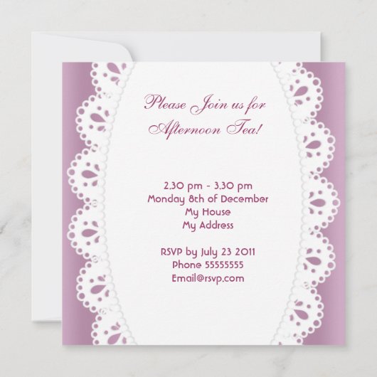 Middagmiddag Tea Partij  Roze Roze Teapot Kaart (Achterkant)