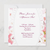 Middagmiddag Tea Partij Roze Roze Teapot Kaart (Achterkant)