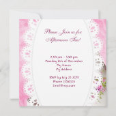 Middagmiddag Tea Party Cupcake Pink Floral Teapot Kaart (Achterkant)