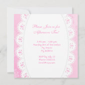 Middagmiddag Tea Party Pink Peach Roos Floral Teap Kaart (Achterkant)