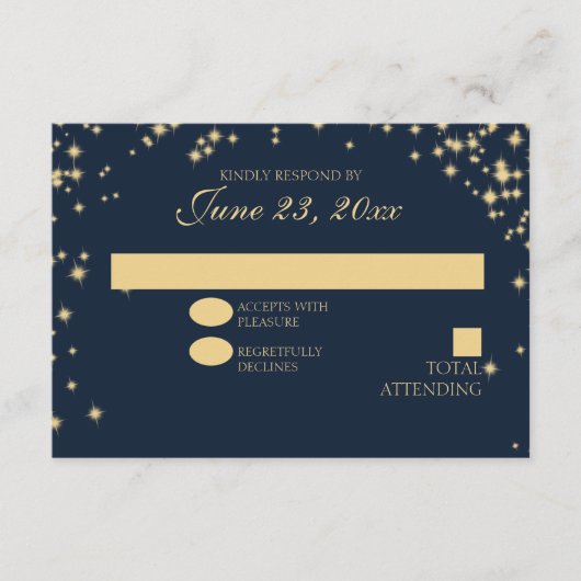 Middagsterren Twinkelen Trouwreactie RSVP Kaartje (Voorkant)