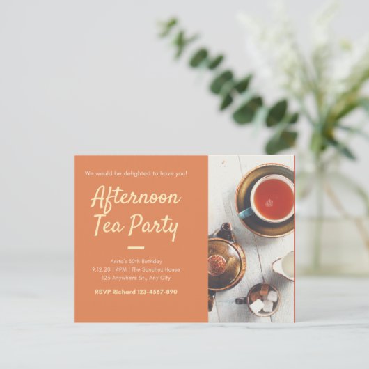 Middagthee Party Briefkaart (Staand voorkant)