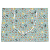  Middagthee & Rozen Patroon op Aqua Groot Cadeauzakje (Voorkant)