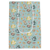 Middagthee & Rozen Patroon op Aqua Medium Cadeauzakje (Achterkant)