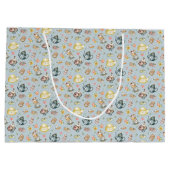 Middagthee & Rozen Patroon op blauw Groot Cadeauzakje (Achterkant)