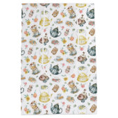 Middagthee & Rozen Patroon op Wit Medium Cadeauzakje (Achterkant)