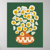 Midde-modderwitte bloemen in het terracotta-vase-P Poster (Voorkant)