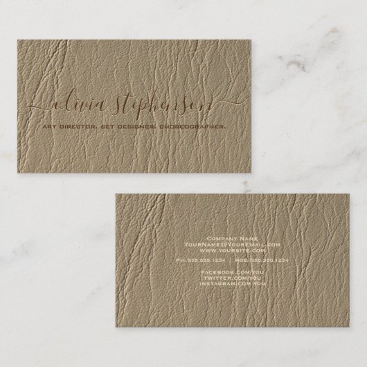 Middel Camel Taupe Nepleer Minimalistisch Visitekaartje (Voorkant / Achterkant)