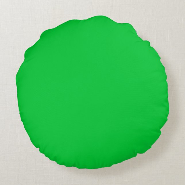middel lichtgroene effen kleur op maat rond kussen (Achterkant)