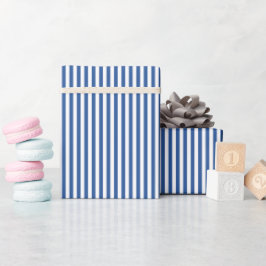 Middel saffierblauw en witte strepen cadeaupapier