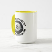 Middel Text GEEL Combo 15oz Aangepaste 8 Bal Mok (Voorkant links)