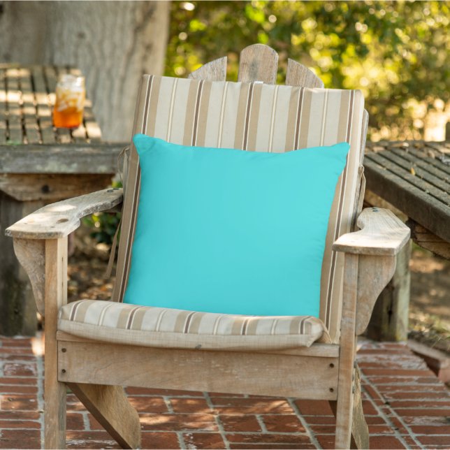 Middel turquoise effen kleur buitenkussen (Stoel)
