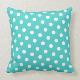 Middel Turquoise en Witte Stippen Kussen