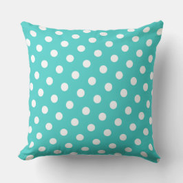 Middel Turquoise en Witte Stippen Kussen