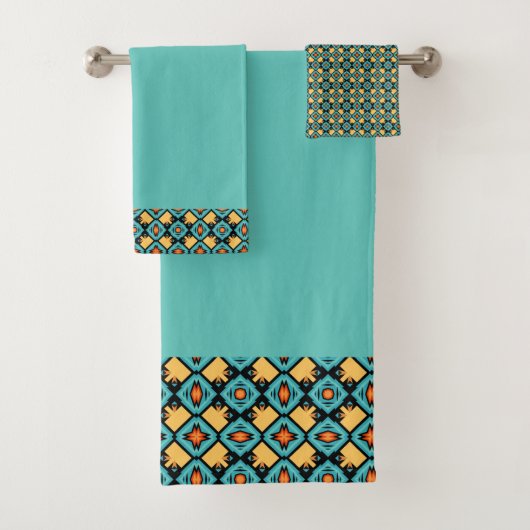 Middel turquoise geel bad handdoek (Insitu)