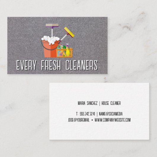 Middel voor het schoonmaken van het huis visitekaartje (Voorkant / Achterkant)