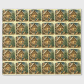 Middelbare Eeuwen Rustieke Kerst Cadeaupapier (Vlak)