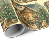 Middelbare Eeuwen Rustieke Kerst Cadeaupapier (Rol Hoek)