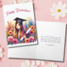 Middelbare en middelbare school meisje blij Afstud