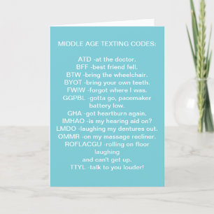 MIDDELBARE LEEFTIJD **SMS** VERJAARDAG KAART