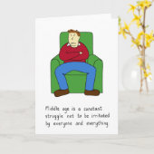 Middelbare man slechte bui, humor. kaart (Gele Bloem)