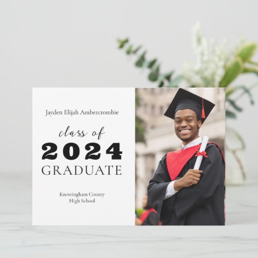 Middelbare school Afstuderen Classic Modern Afstud Aankondiging (Staand voorkant)