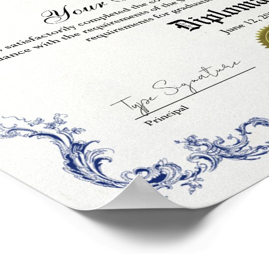 Middelbare school afstuderen diploma, GED certific Poster (Hoek)