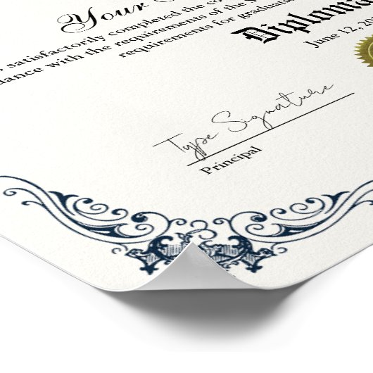 Middelbare school afstuderen diploma, GED certific Poster (Hoek)