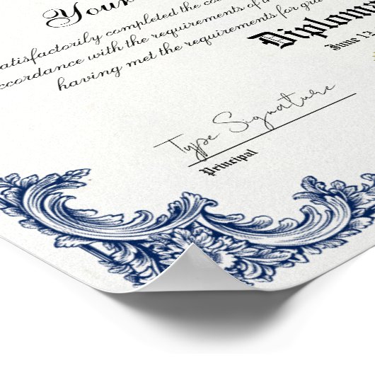 Middelbare school afstuderen diploma, GED certific Poster (Hoek)