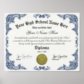 Middelbare school afstuderen diploma, GED certific Poster (Voorkant)