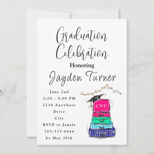 Middelbare School Afstuderen Koffer Jaar School Kaart (Voorkant)