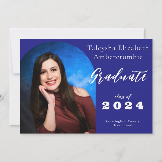 Middelbare school Afstuderen marineblauw boog Afst Aankondiging (Voorkant)